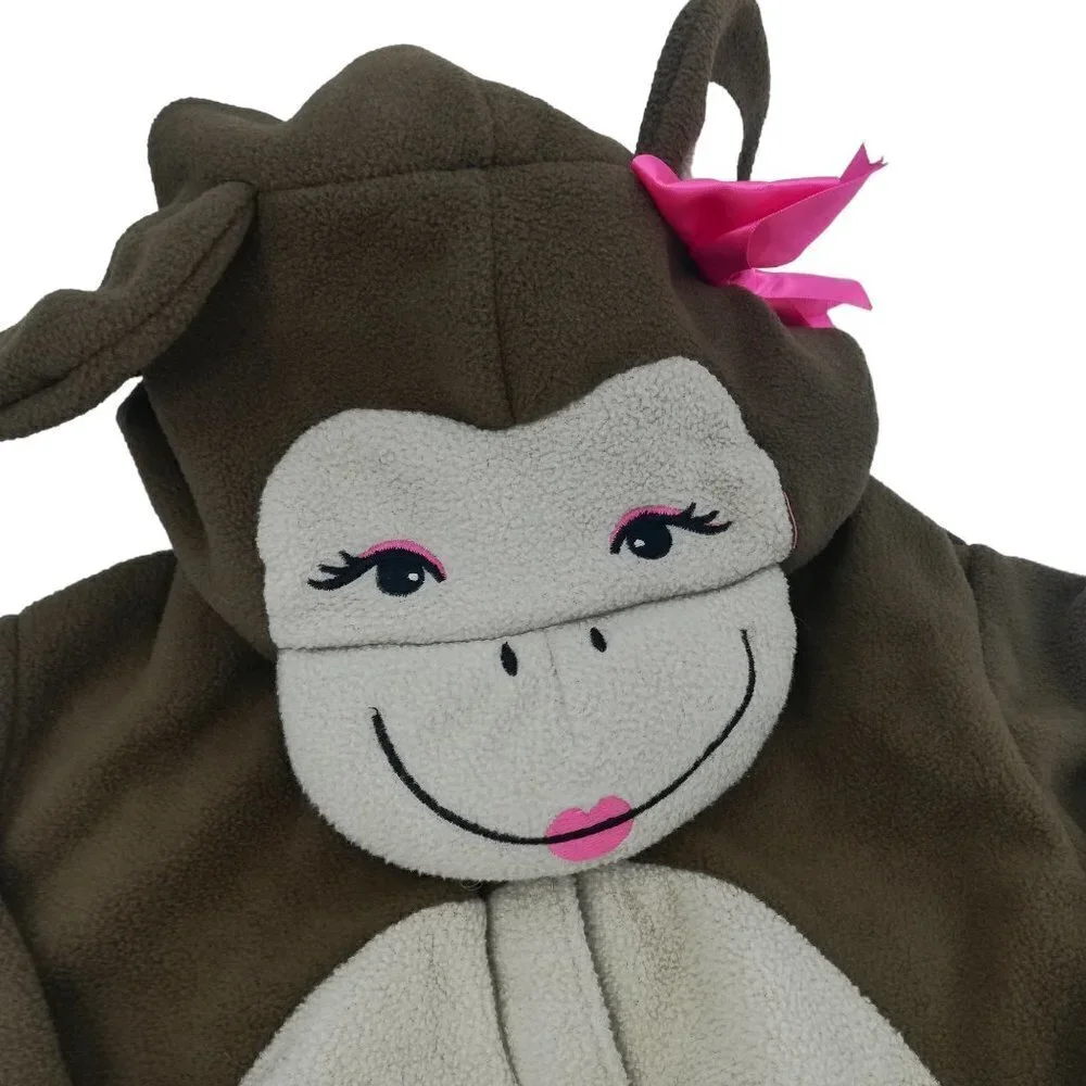 Old Navy Monkey Dress Up Halloween Costume Size 2T-3T Pink Bow Warm Two Piece